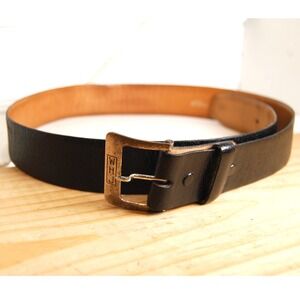 Men's Black leather Tex Tan belt size 36‎ Sterling silver buckle engraved "WHJ"